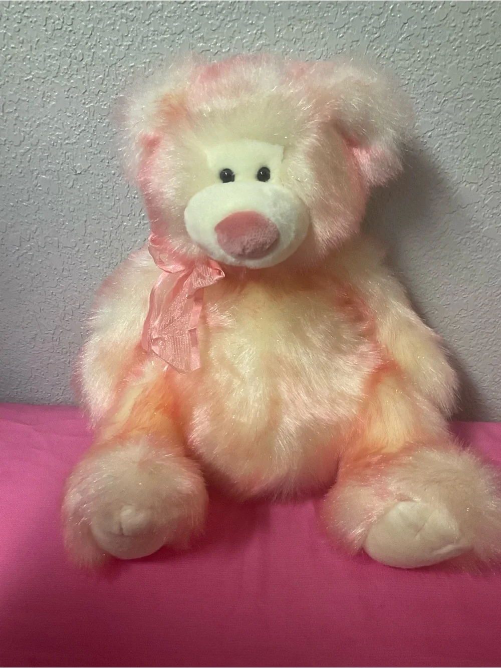 Vintage Russ Bear Plush Pink Cream & Peach (Sherbet) Teddy Bear “Taffie”
